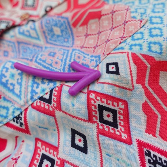 Talbots Top Womens 1X Red Western Shirt Aztec Boho Allover Patchwork Petites - Picture 7 of 12